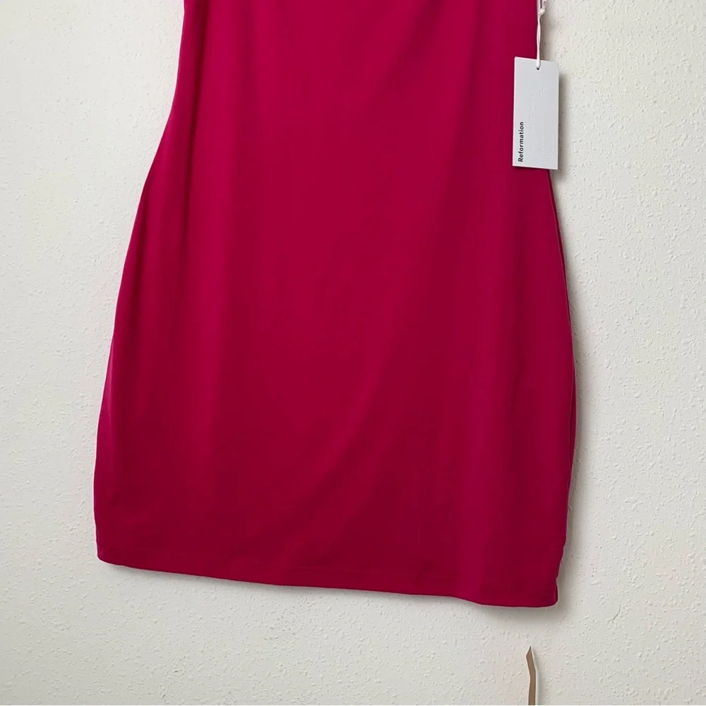 Reformation Becky Hot Pink Mini Bodycon Dress Barbiecore NWT Size Medium - Picture 5 of 10